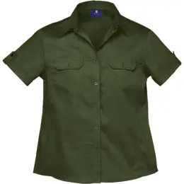 Plain Bush Shirt Ladies Olive